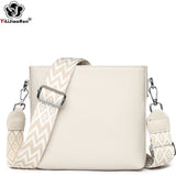 100% Genuine Leather Crossbody Bag Women Fashion Wide Strap Shoulder Bag Ladies Cowhide Messenger Bag Small Handbag and Purse