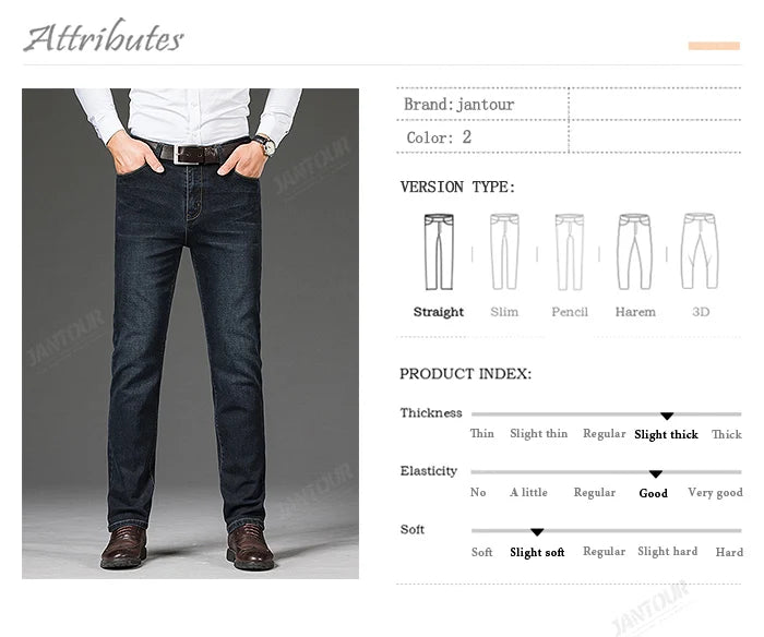 Cotton Men's Jeans Denim Pants Brand Classic Clothes Overalls Straight Trousers for Men Black Oversize Large Size 35 40 42 44 46
