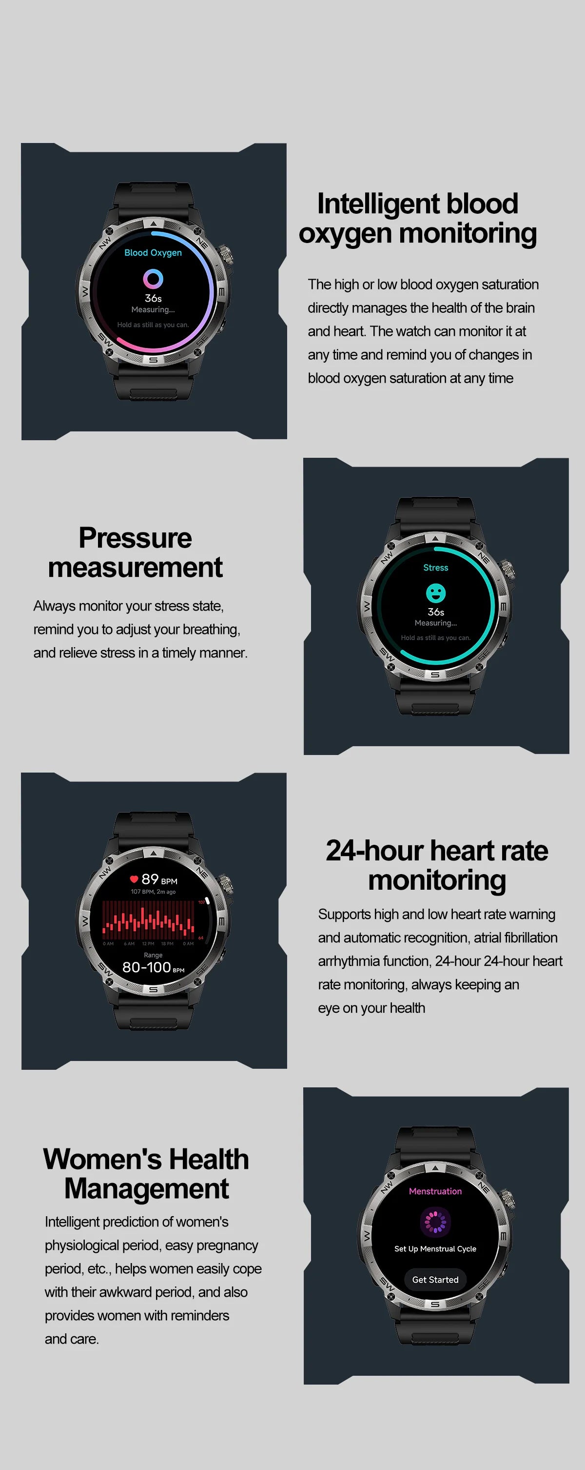 NORTH EDGE GPS Smart Watch – AMOLED, Bluetooth & IP68