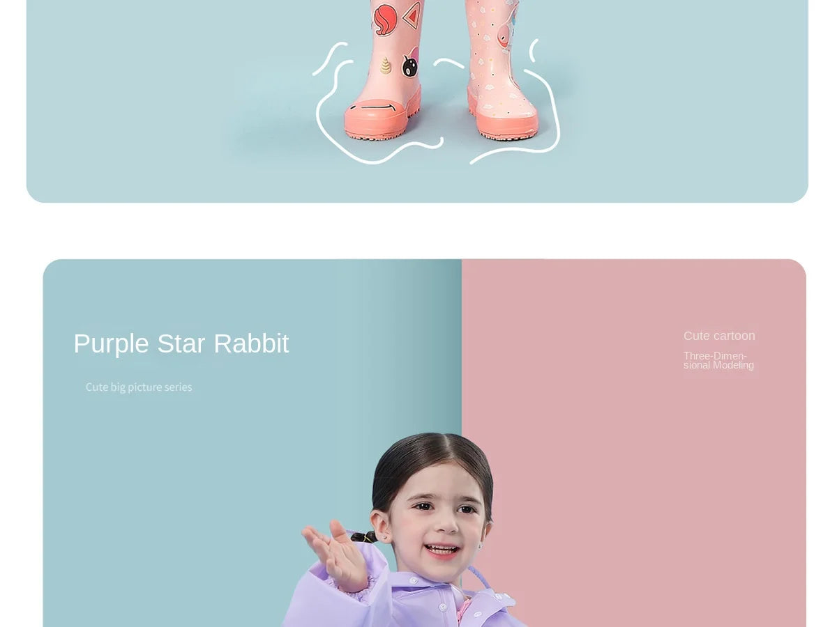 Kids' Whimsical Waterproof Raincoat with Backpack Space
