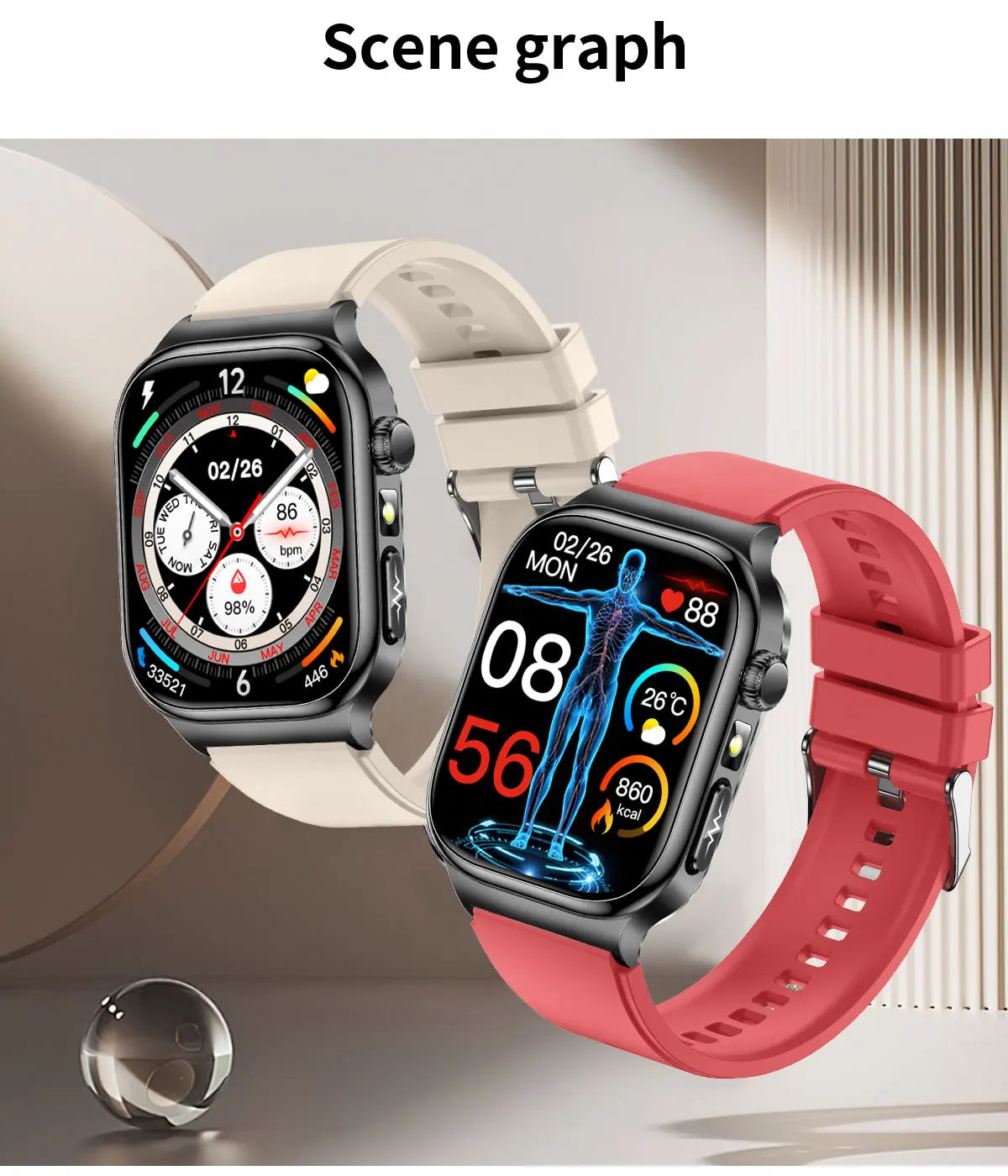 2026 New Accurate Diagnosis Smart Watch Body Fat ECG Blood oxygen BP Health Sport HD AMOLED Screen Call Smart Watches man woman