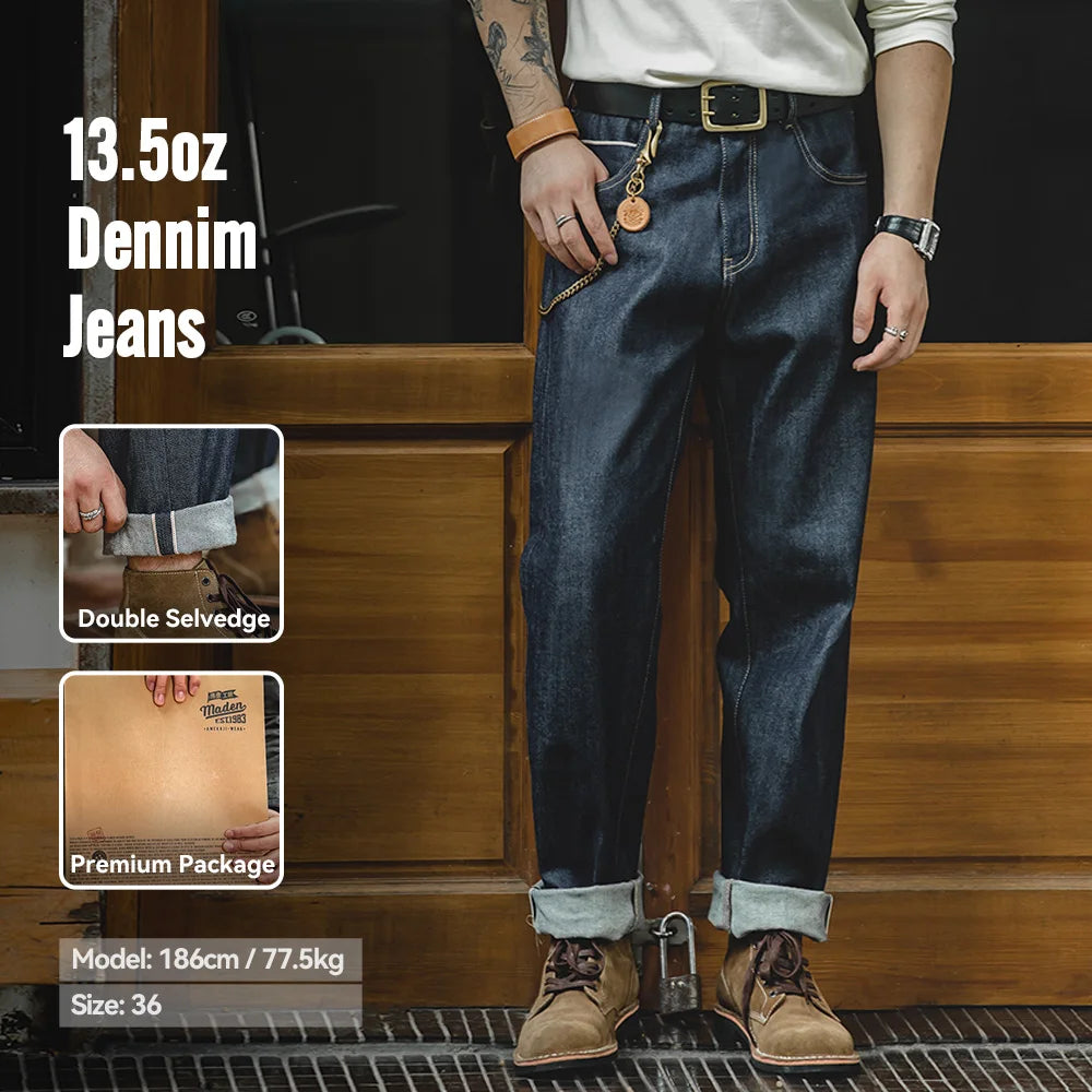 MADEN 13.5oz Selvedge Raw Denim Jeans – Men's Straight Fit