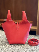 FIRMRANCH European And American Trend Cute Hand-Held Basket Ladies' Bucket Single Shoulder Cross-Body Bag Genuine Leather Purse