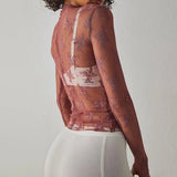 Floral Lace Sheer Mesh Long Sleeve Top