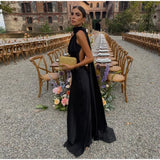 Elegant Ribbon Halter Maxi Dress