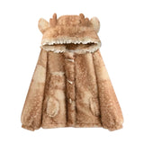 Women's Hooded Faux Fur Coat with Deer Ears