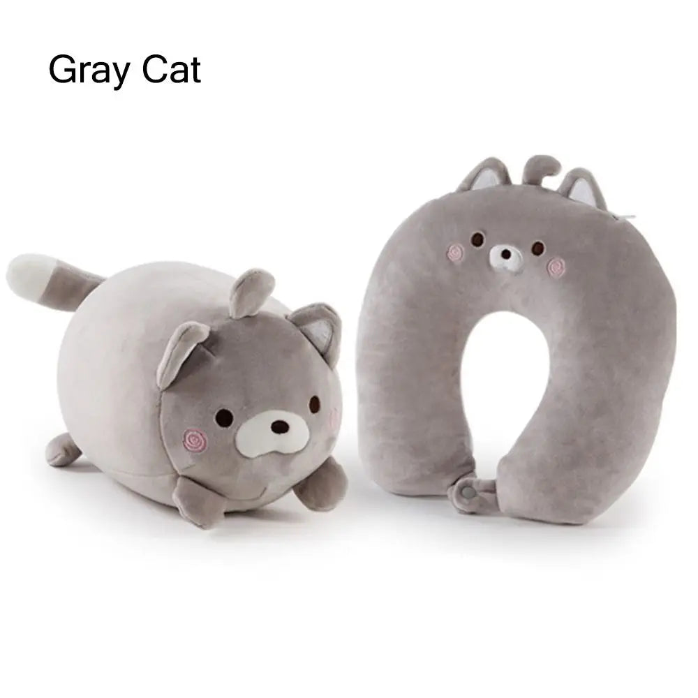 2-in-1 Cartoon Animal Travel Neck Pillow | U-Shape