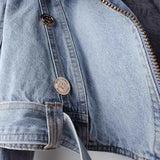 Winter Denim Jacket - Faux Fox Fur Collar & Rabbit Hair Lining Parka