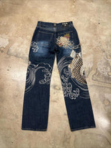 Harajuku Dragon & Snake Embroidered Wide-Leg Jeans