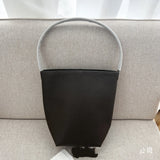 25 year new cowhide lychee pattern single shoulder commuting versatile large capacity bucket bag