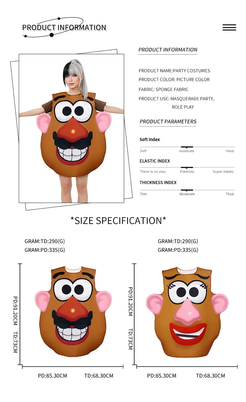 Playful Potato Head Costume for Halloween & Parties