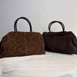 Motingsome Oversized 40cm Women Tote 100% Natural Suede Leather Lady Handbag Luxury Daily Bags Bowling Purses Matte Cowhide Bag