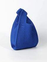 Handmade Knit Handbag Women Mini Shoulder Bag Female Casual Color Wide Stripe Plaid Tote Bag Student Cell Phone Package