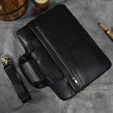 Luufan Genuine Leather Men's Business Handbag 15" Laptop Briefcase Bag Male A4 Document Shoulder Message Computer Bag Work Tote