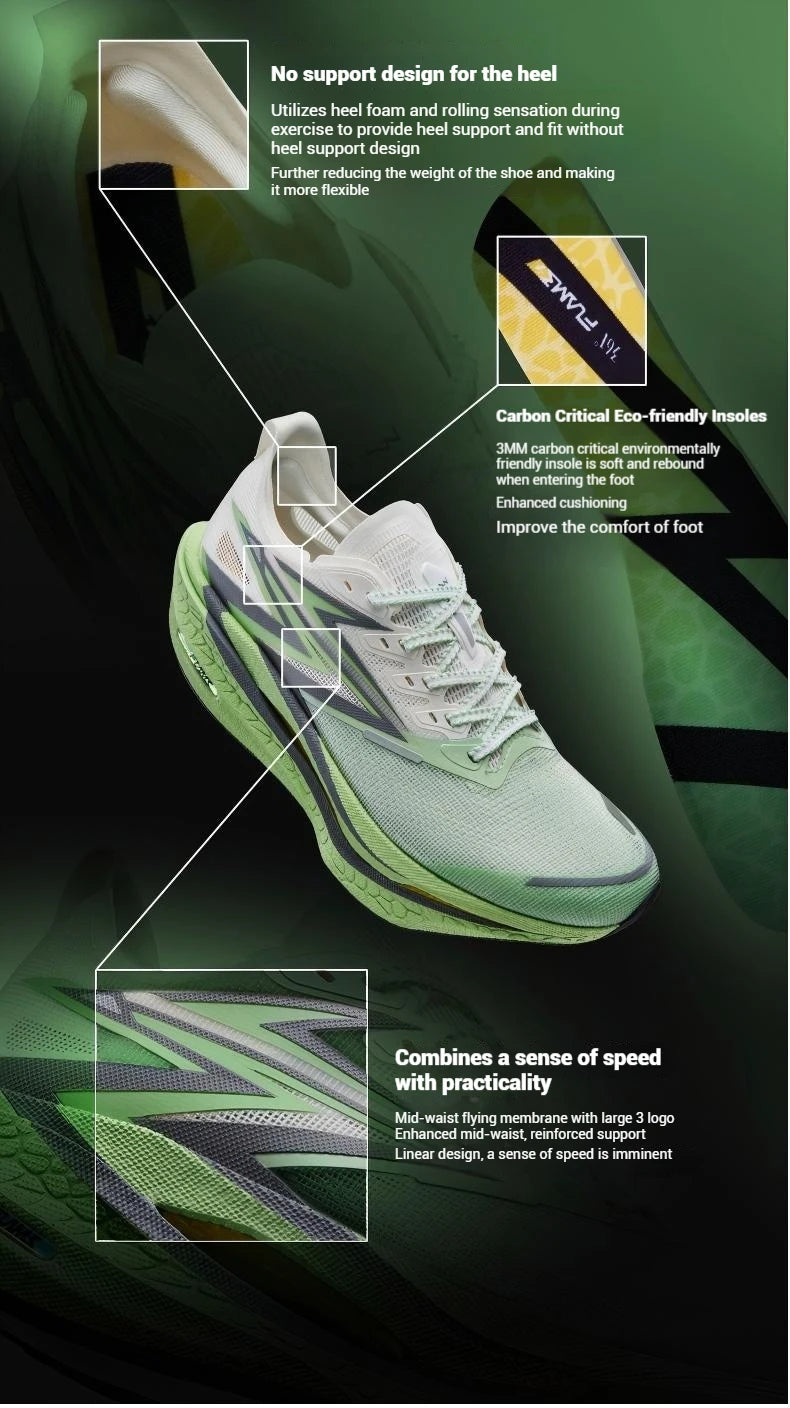 361 Degrees Flame 4.5 Men's Running Shoes Carbon Plate Breathable Stable Rebound Grippy Durable Marathon Male Sneakers 672532221