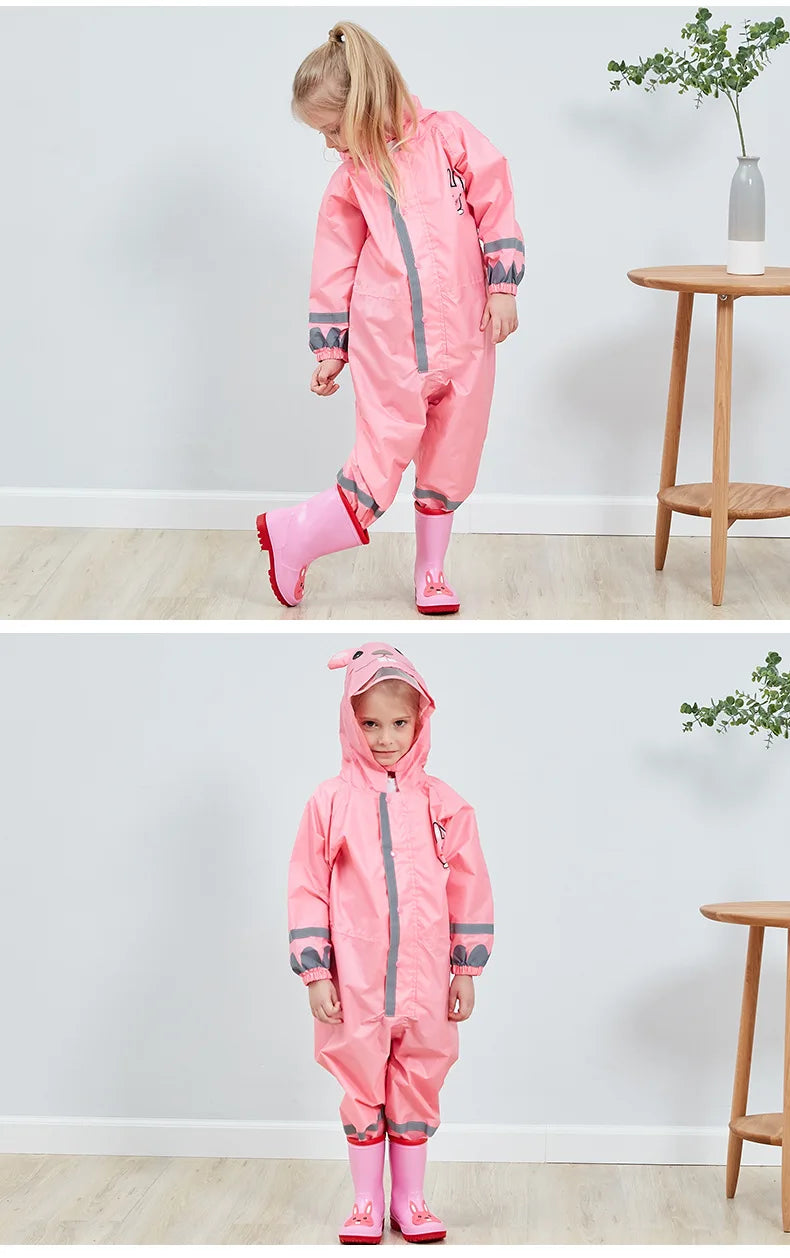 Kids Waterproof Hooded Rainsuit – Boys & Girls