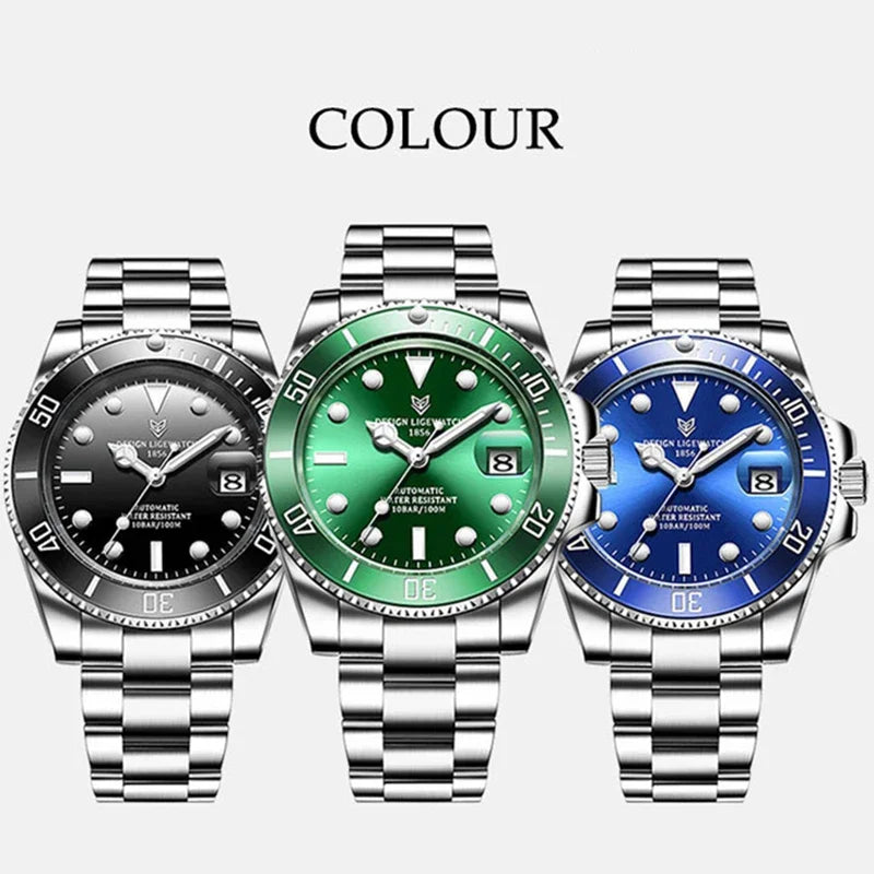 LIGE Top Brand Luxury Automatic Watch for Men Fashion Waterproof Sport Men's Mechanical WristWatches Casual Automatic Date Watch