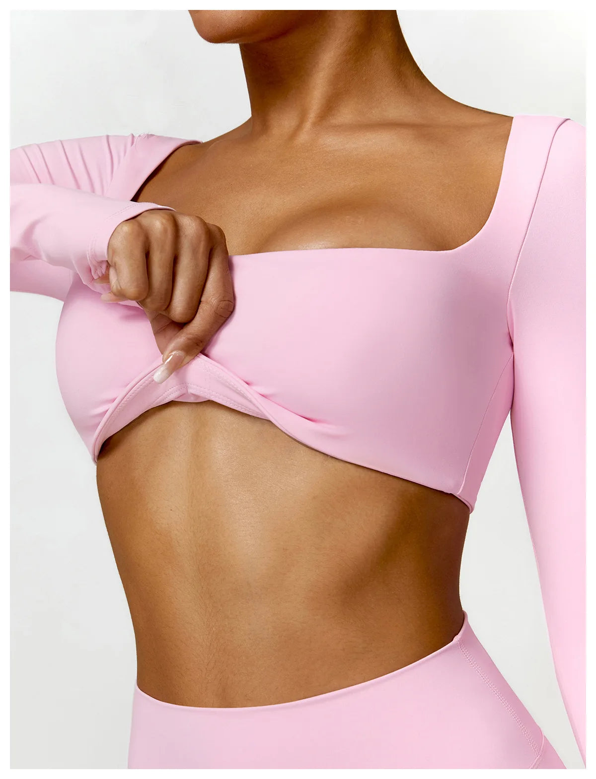 2-Piece Women's High-Waist Yoga Set – Seamless Long Sleeve Workout Suit