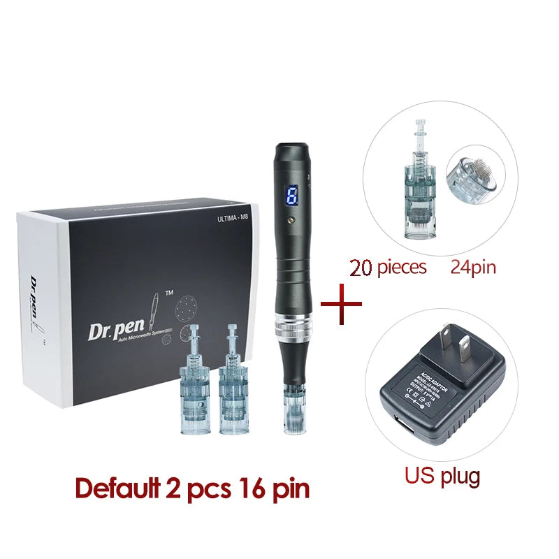 Dr pen Ultima M8 With 22 Cartridge Wireless MTS Derma Microneedle Pen Kit Professionals Use Beauty Machine Needle length 0.25 mm