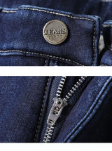Winter Men's Fleece Thick Sherpa Jeans Business Casual Velvet Straight Denim Pants Male Wool Plush Classic Stretch Trousers