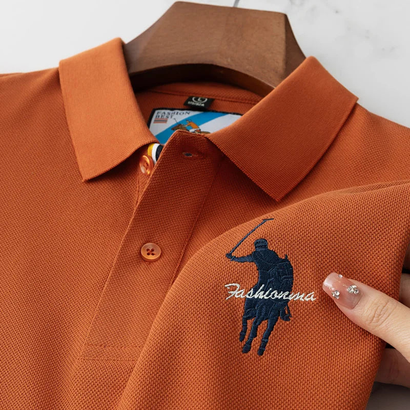 Men's Embroidered Cotton Polo Shirt – Breathable Summer Fit