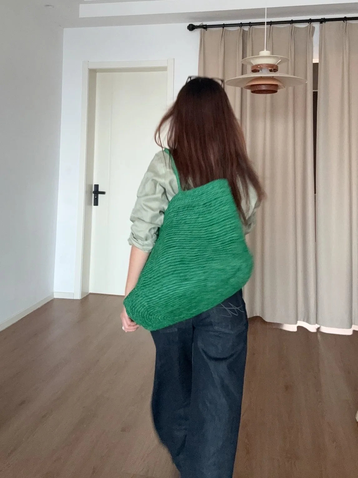 Large Handwoven Rattan Tote Bag for Women Natural Straw Beach Bag Purse Luxury Shoulder Bags Handbag Summer