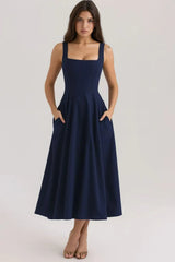 Sexy Floral Midi Corset Sun Dress Women's Sundress High Waist Slip Dresses Female Clothing Summer Red Pink Blue Brown 2026 Robe