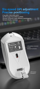SMAILWOLF RS7 Bluetooth Wireless Mouse Three-Mode Gaming Notebook Desktop Computer Gaming PAW3311 Suitable for Big Hands