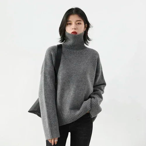 Women's Relaxed Mock Neck Knit Sweater