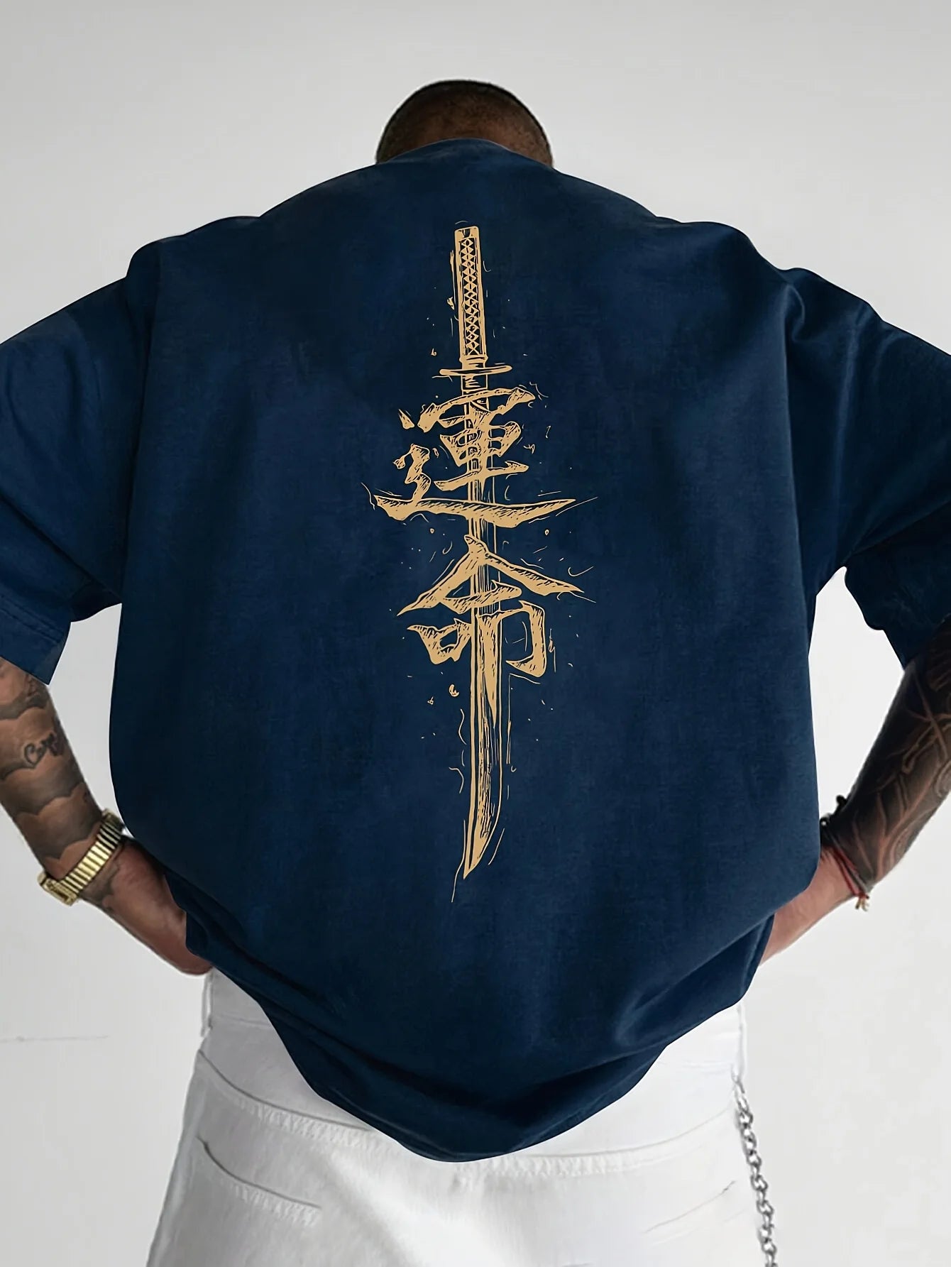 Men's Japanese Samurai Printed Pure Cotton T-Shirt
