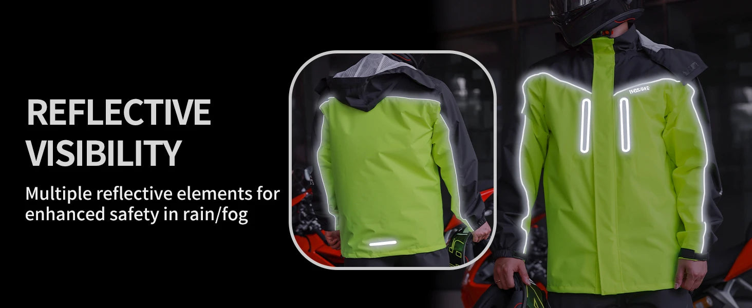 WOSAWE Unisex Waterproof Riding Rain Jacket | Reflective