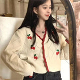 Floral V-Neck Button-Up Knit Cardigan for Women