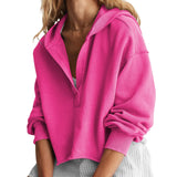 Women's Relaxed V-Neck Cropped Hoodie