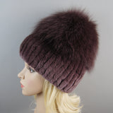 Women's Luxury Rex Rabbit & Fox Fur Beanie Hat