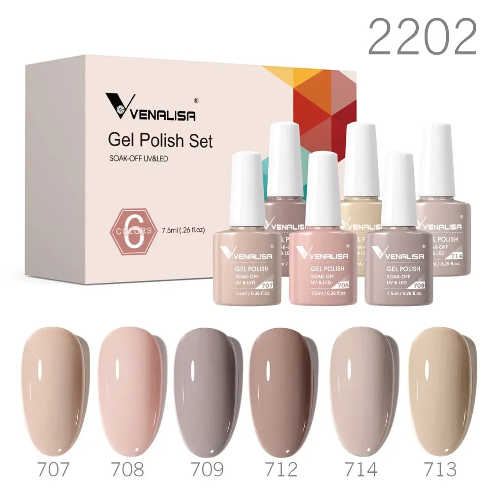 VENALISA 6pcs/kit Autumn Color Collection Fall Nails Brown Earth Gel Nail Polish TPO FREE Soak Off UV LED Semi Permanent Gel Set