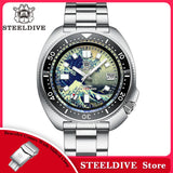 STEELDIVE SD1970J Kanagawa Turtle Full Luminous Dial Ceramic Bezel NH35 AutomaticSTEELDIVE Offical Store Mens Dive Watch