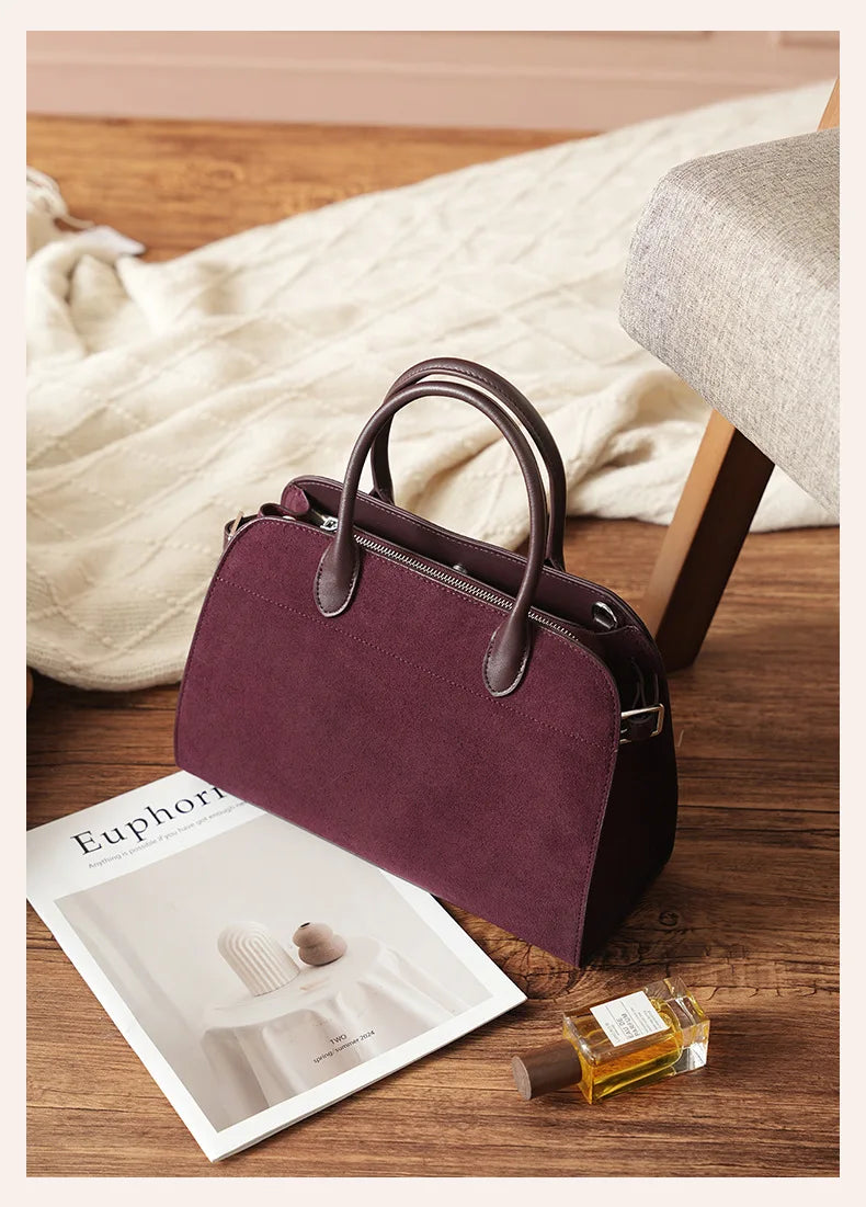 2026 Fall Winter Suede Leather Spacious Crossbody Tote Bag Simple Commuting Handheld Single Shoulder Bag Premium Women's Handbag