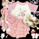 Bow & Ruffle High-Waist A-Line Mini Skirt