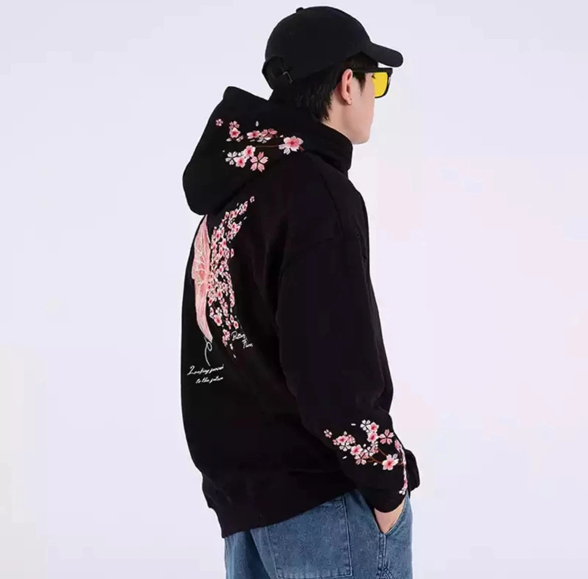 Men’s Butterfly Embroidered Cotton Hoodie