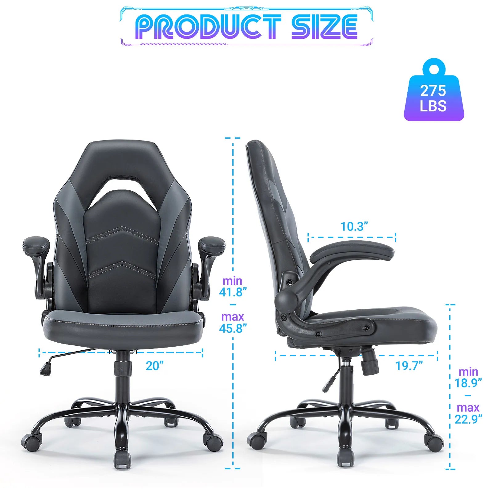 JHK Ergonomic Gaming & Office Chair with Flip Armrests