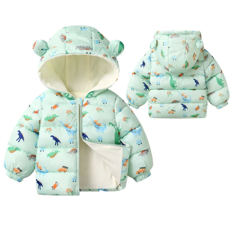 Kids’ Plush Cartoon Hooded Jacket