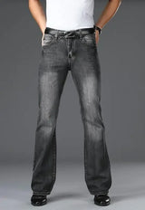 Men's Flared Jeans with Mid-Rise Waist