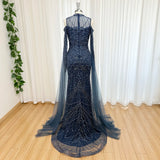 Luxury Beaded Mermaid Evening Gown | Cape Sleeve