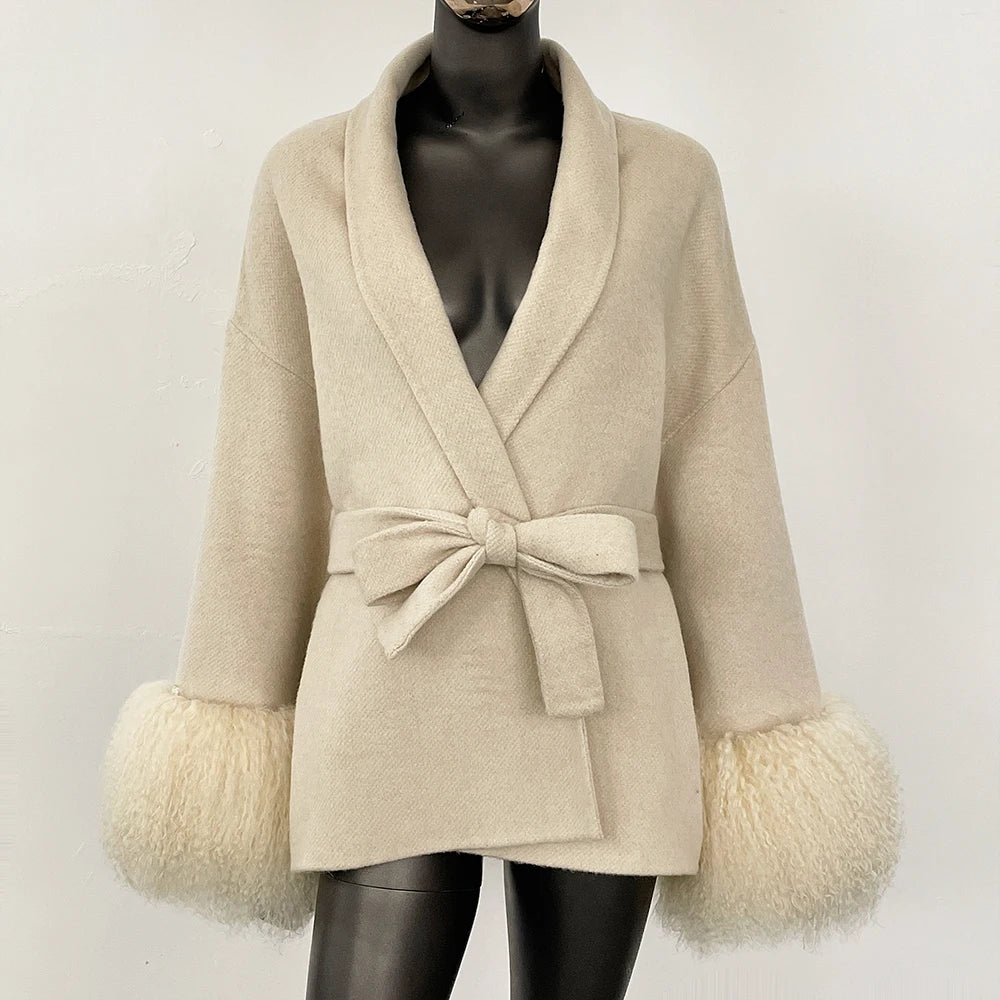 Double-Sided Wool & Fox Fur Jacket