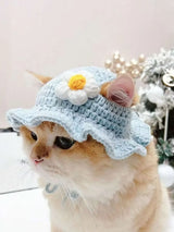 Floral Knit Hat for Cats & Small Dogs — One Size
