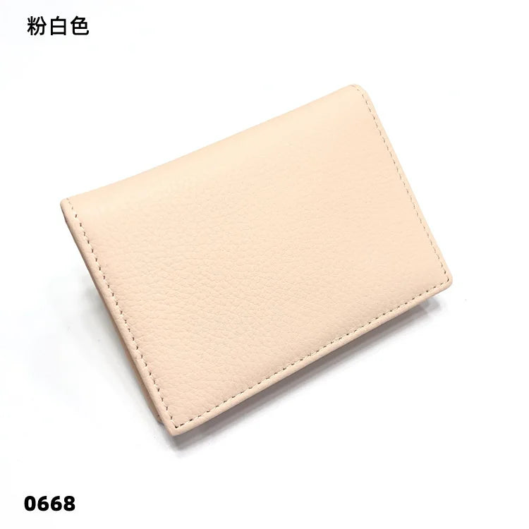Dropshipping Custom Name Genuine Leather Men Women Business Card Holder Bifold Credit Card Case With ID Window