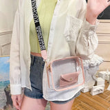 Transparent Crossbody Bag for Women Candy Color Letter Fashion Shoulder Bag PVC Transparent Jelly Bag Small Square Bag