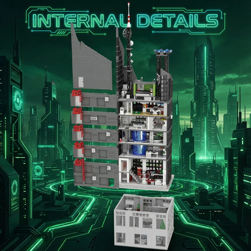 6375PCS Spider Oscorp Hero Tower With Light Building Blocks Movie City Classic Architecture Modular Assembly Model Kit DIY Toy G