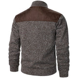Men's Autumn/Winter Zip-Up Knit Jacket – Striped Check Stand Collar Sweater Coat