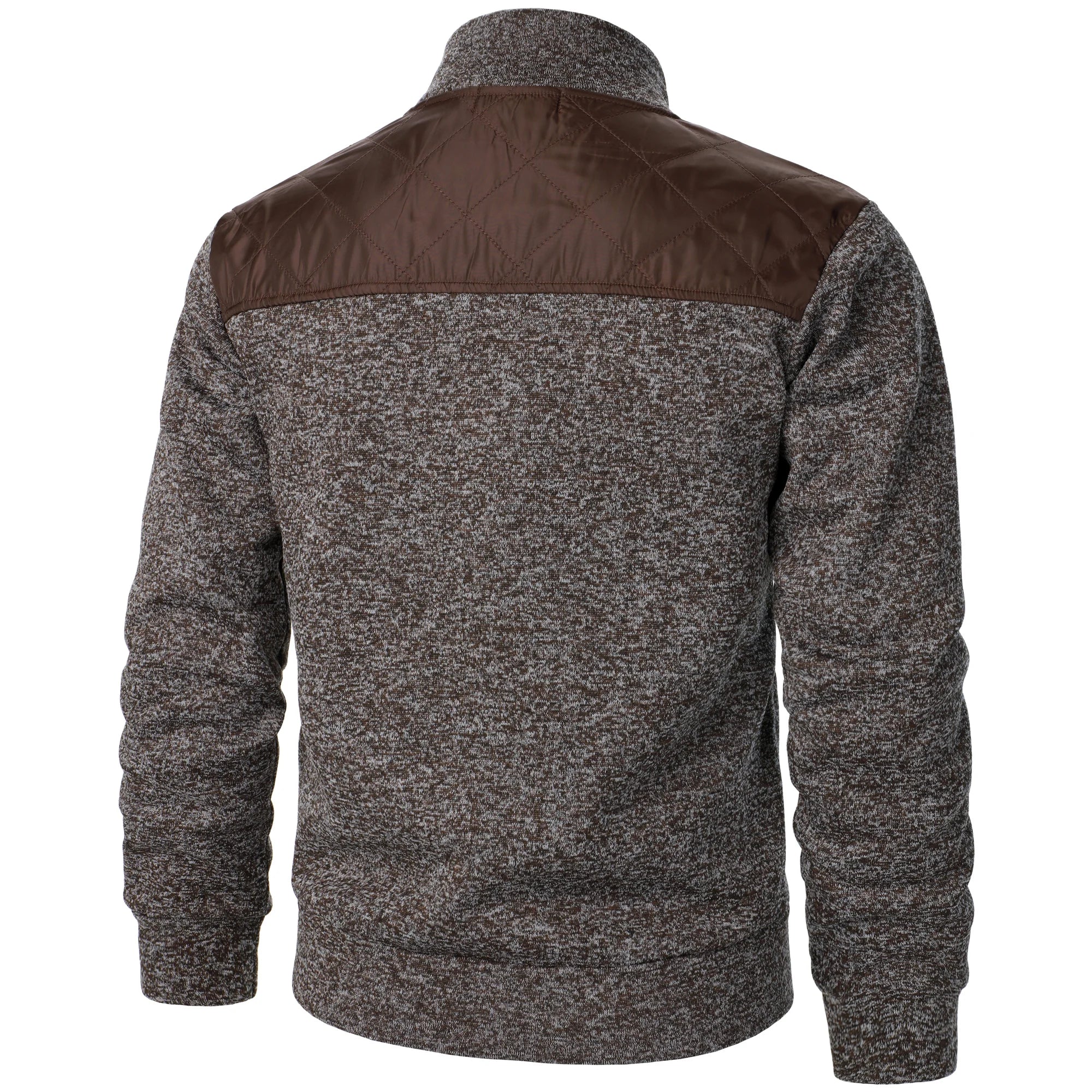 Men's Autumn/Winter Zip-Up Knit Jacket – Striped Check Stand Collar Sweater Coat